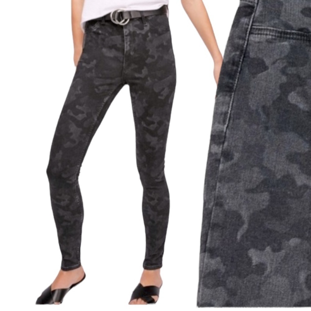 NWT Free People Black Camo Skinny Jegging  Long Lean Jeans 27